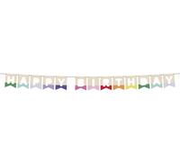 Folat 27785 Décoration d'anniversaire colorée-Guirlande Fanions-Bois-HAPPY BIRTHDAY-Stripetastic-4 m-Articles de fête pour enfants et adultes, Multicolore