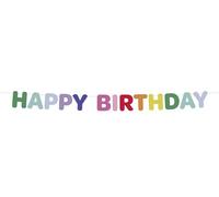Folat 27787 Décoration d'anniversaire colorée-Guirlande de lettres-Feutre-HAPPY BIRTHDAY-Stripetastic-4 m-Articles de fête pour enfants et adultes, Multicolore