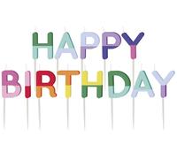 Folat 27788 Décoration d'anniversaire colorée-Bougies-HAPPY BIRTHDAY-Stripetastic-Articles de fête pour enfants et adultes, Multicolore