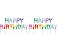 Folat 27788 Décoration d'anniversaire et de fête colorée - Bougies - "HAPPY BIRTHDAY" - Stripetastic - Articles de fête pour enfants et adultes (Lot de 2)