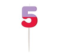 Folat 27794 Décoration d'anniversaire colorée-Bougie-Stripetastic-Numéro 5-Articles de fête pour enfants et adultes, Multicolore