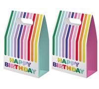 Folat 27799 Décoration d'anniversaire colorée-Sacs cadeaux-Stripetastic-6 pièces-Articles de fête pour enfants et adultes, Multicolore
