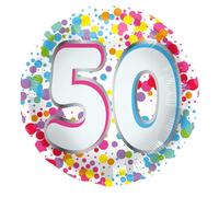 Folat 27950 Ballon Anniversaire 50 Ans Ballon en Aluminium - 50 - Rainbow - 45 cm Décoratifs de Fête Arc-en-Ciel