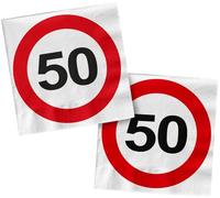 Folat 28375 Serviettes 50 ans - Panneau de signalisation 50-33 x 33 cm - 20 piècessignal d'interdiction, panneaux d'interdiction, Red White