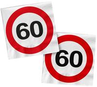 Folat 28376 Serviettes 60 ans - Panneau de signalisation 60-33 x 33 cm - 20 piècessignal d'interdiction, panneaux d'interdiction, Red White