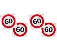 Folat 28376 Serviettes 60 ans - Panneau de signalisation 60-33 x 33 cm - 20 piècessignal d'interdiction, panneaux d'interdiction, Red White (Lot de 2)