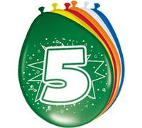 Folat - 5 Years Balloons for Party Decoration - Multicolor - 12In / 30cm - 8 pie