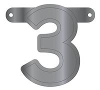 Folat 50294 Bannière Lettre 3 : argent métallisé
