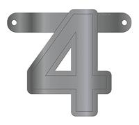 Folat 50304 Bannière Lettre 4 : argent métallisé
