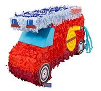 Folat 60933 - Pinata Voiture de Pompiers Rouge Multicolore 55x35x18 cm - Fête d'anniversaire, enterrement de vie de garçon, Piñata camion de pompier, Pompier Décorations