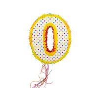 Folat 60940 - Pinata Numéro 0 Multicolore 50 cm - Piñata en Forme de Numéro 0 pour Anniversaire de 0 ou dizaines, Accessoires de Fête