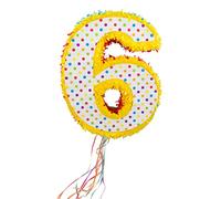 Folat 60946 - Pinata Numéro 6 Multicolore 50 cm - Piñata en Forme de Numéro 6 pour anniversaire de 6 ou 60, Accessoires de Fête