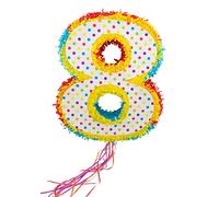 Folat 60948 - Pinata Numéro 8 Multicolore 50 cm - Piñata en Forme de Numéro 8 pour anniversaire de 8 ou 80, Accessoires de Fête