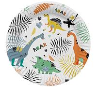 Folat 61930 Vaisselle Assiette Papier Ø 23cm 8 pièces Dino Roars-Anniversaire Dîner, Enfants Party, Fête, Mariages, Baby Shower, Dinosaures, Multicolore, 23 centimeters