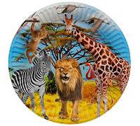 Folat 61934 Vaisselle Assiette Papier Ø 23cm 8 pièces Safari-Anniversaire Dîner, Enfants Party, Fête, Mariages, Baby Shower, Multicolore