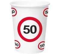 Folat 62750 - Gobelets en Papier - 350 ML - Panneau de signalisation - Numéro 50 - 8 pièces
