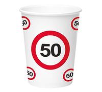 Folat 62750 - Gobelets en Papier - 350 ML - Panneau de signalisation - Numéro 50 - 8 pièces