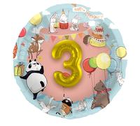 Folat 62844 Foil Balloon Animals with 3D Numbers 1 to 5-56 cm, Multicoloured, 56