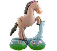 Folat 62938 Ballon gonflable en forme de cheval debout Ballon Aluminium debout - Cheval - 53 x 74 cm Décoration Anniversaire cheval
