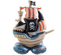 Folat 62940 Navire pirate ballon Ballon Aluminium debout - Bateau Pirate - 70 x 81 cm Décoration de fête anniversaire