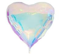 Folat 62944 Ballons Geant Cœur XXL Irisé Holographique 103 x 107 cm-Décorations de fête Romantique pour La Saint Valentin, Déco Fiançailles et Mariage, Baby shower, Anniversaire