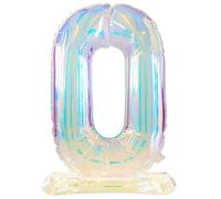 Folat 62945 Ballon Numéro 0 irisé en aluminium 72 cm-Sans hélium-Chiffres Décorations de fête, baby shower, anniversaire de mariage