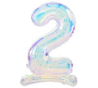 Folat 62947 Ballon Numéro 2 irisé en aluminium 72 cm-Sans hélium-Chiffres Décorations de fête, baby shower, anniversaire de mariage