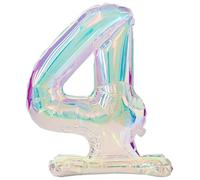 Folat 62949 Ballon Numéro 4 irisé en aluminium 72 cm-Sans hélium-Chiffres Décorations de fête, baby shower, anniversaire de mariage