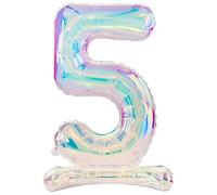 Folat 62950 Ballon Numéro 5 irisé en aluminium 72 cm-Sans hélium-Chiffres Décorations de fête, baby shower, anniversaire de mariage