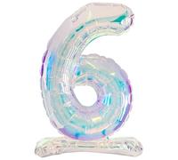 Folat 62951 Ballon Numéro 6 irisé en aluminium 72 cm-Sans hélium-Chiffres Décorations de fête, baby shower, anniversaire de mariage