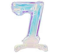 Folat 62952 Ballon Numéro 7 irisé en aluminium 72 cm-Sans hélium-Chiffres Décorations de fête, baby shower, anniversaire de mariage