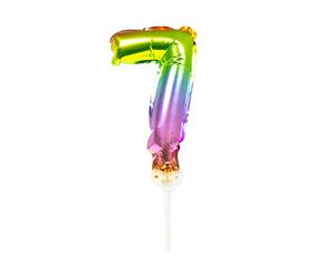 Folat 63067 feuille d'aluminium pour décoration de gâteau en forme de ballon arc-en-ciel numéro 7-13cm, multicolore