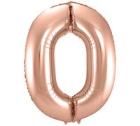 Folat 63130 Ballon Aluminium Numéro Chiffre 0 Rose Doré 86 cm - héliumballon pour Date d'anniversaire, Anniversaire, Décoration