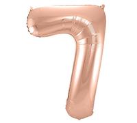 Folat 63137 Ballon Aluminium Numéro Chiffre 7 Rose Doré 86 cm - héliumballon pour Date d'anniversaire, Anniversaire, Décoration