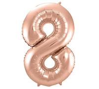 Folat 63138 Ballon Aluminium Numéro Chiffre 8 Rose Doré 86 cm-héliumballon pour Date, Anniversaire, Décoration