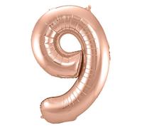 Folat 63139 Ballon Aluminium Numéro Chiffre 9 Rose Doré 86 cm - héliumballon pour Date d'anniversaire, Anniversaire, Décoration