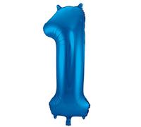 Folat 63141 Ballon Aluminium Numéro Chiffre 1 Bleu 86 cm - héliumballon pour Date d'anniversaire, Anniversaire, Décoration