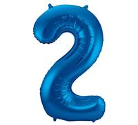 Folat 63142 Ballon Aluminium Numéro Chiffre 2 Bleu 86 cm - héliumballon pour Date d'anniversaire, Anniversaire, Décoration