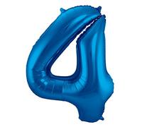 Folat-63144 Folat 63144 Ballon Aluminium Numéro Chiffre 4 Bleu 86 cm-héliumballon pour Date, Anniversaire, Décoration