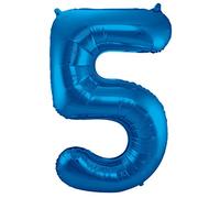Folat-63145 Folat 63145 Ballon Aluminium Numéro Chiffre 5 Bleu 86 cm-héliumballon pour Date, Anniversaire, Décoration