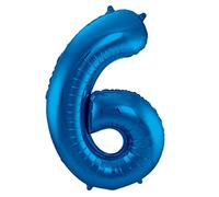 Folat-63146 Nombre Folat 63146 Ballon Aluminium Numéro Chiffre 6 Bleu 86 cm-héliumballon pour Date, Anniversaire, Décoration