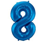 Folat 63148 Ballon Aluminium Numéro Chiffre 8 Bleu 86 cm-héliumballon pour Date, Anniversaire, Décoration, 8714572631488