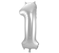 Folat 63171 Ballon Aluminium Numéro Chiffre 1 argenté-Environ 86 cm - héliumballon pour Date d'anniversaire, Anniversaire, Décoration