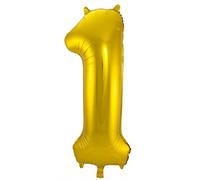 Folat 63181 Ballon Aluminium Numéro Chiffre 1 doré-Environ 86 cm - héliumballon pour Date d'anniversaire, Anniversaire, Décoration