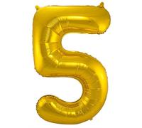 Folat 63185 Ballon Aluminium Numéro Chiffre 5 doré-Environ 86 cm - héliumballon pour Date d'anniversaire, Anniversaire, Décoration