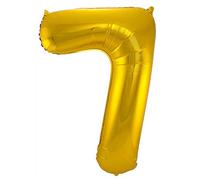 Folat 63187 Ballon Aluminium Numéro Chiffre 7 doré-Environ 86 cm - héliumballon pour Date d'anniversaire, Anniversaire, Décoration