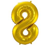 Folat 63188 Ballon Aluminium Numéro Chiffre 8 doré-Environ 86 cm-héliumballon pour Date, Anniversaire, Décoration, 8714572631884, Or