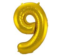 Folat- Nombre 63189 Ballon Aluminium Numéro Chiffre 9 doré-Environ 86 cm-héliumballon pour Date, Anniversaire, Décoration, 8714572631891, Or