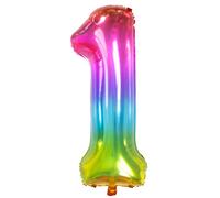 Folat 63241 Ballon Aluminium Numéro Chiffre 1 Yummy Gummy Rainbow 86 cm - héliumballon pour Date d'anniversaire, Anniversaire, Décoration