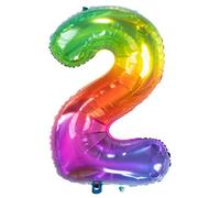 Folat 63242 Ballon Aluminium Numéro Chiffre 2 Yummy Gummy Rainbow 86 cm - héliumballon pour Date d'anniversaire, Anniversaire, Décoration